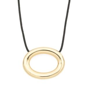 NWT BEN AMUN Made In Usa 24kt Gold Plated Corded Oval Pendant Necklace